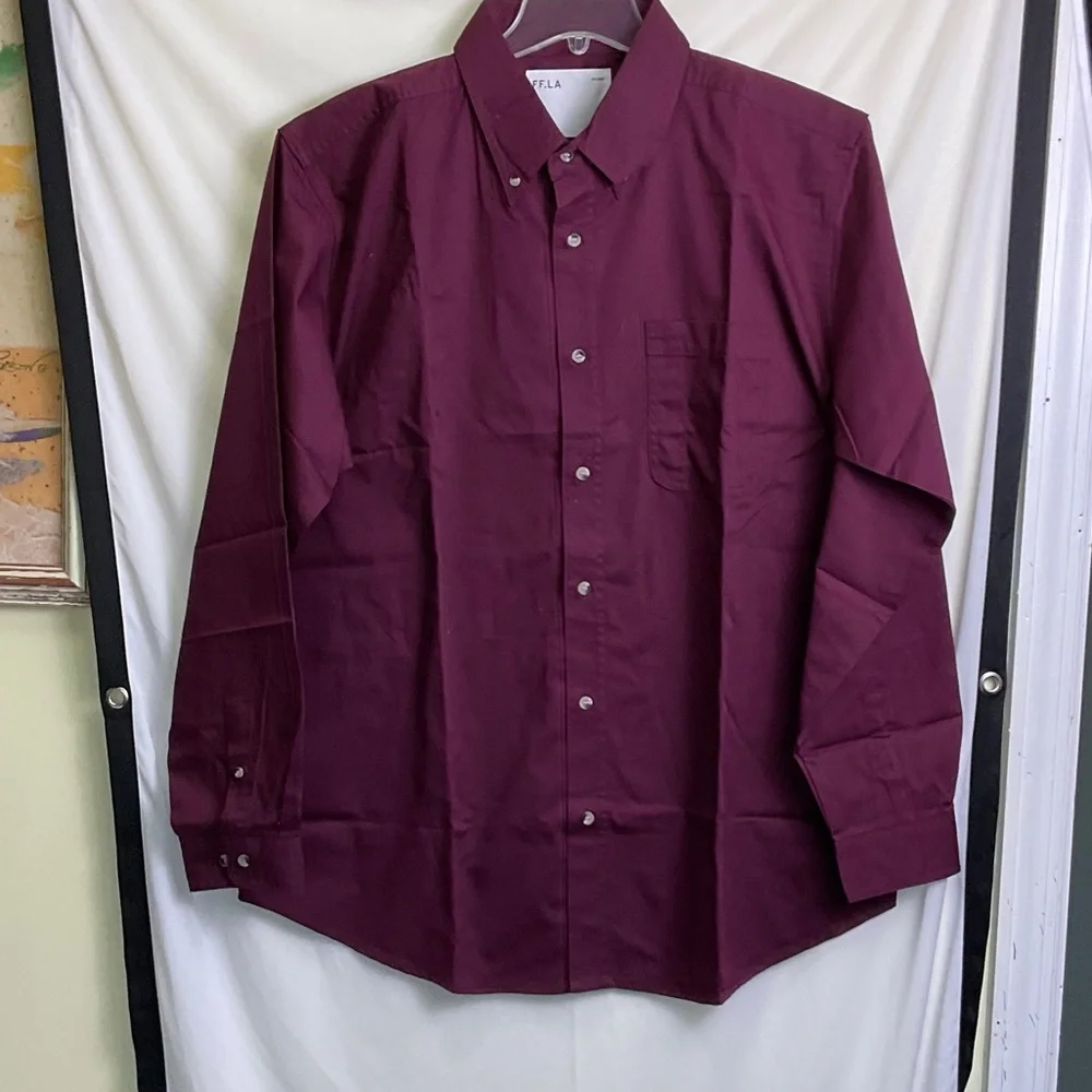 FF.LA Men's Burgundy Button-Down Shirt